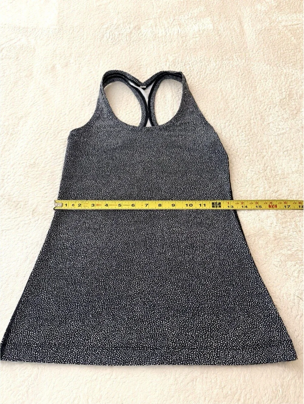 Lululemon Cool Racerback II Tank Women Size 6 Black White Spray Jacquard Luon